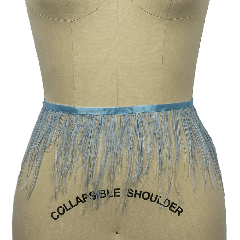 Ostrich Feather Fringe Trim 5" Single Ply - Periwinkle - Aviana Collection - Folded Ostrich Feather Fringe Trim 5" Single Ply - Periwinkle - Aviana Collection - Folded