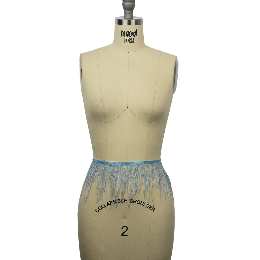 Ostrich Feather Fringe Trim 5" Single Ply - Periwinkle - Aviana Collection - Full Ostrich Feather Fringe Trim 5" Single Ply - Periwinkle - Aviana Collection - Full