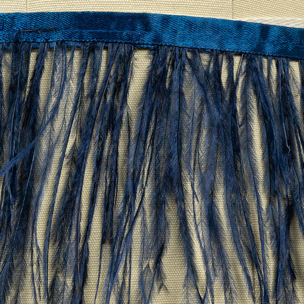 Ostrich Feather Fringe Trim 5" Single Ply - Navy - Aviana Collection Ostrich Feather Fringe Trim 5" Single Ply - Navy - Aviana Collection
