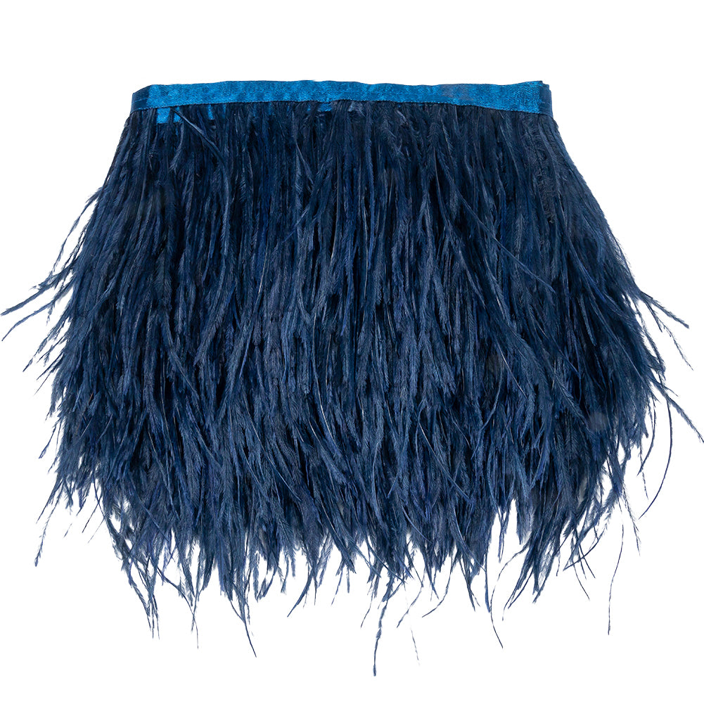 Ostrich Feather Fringe Trim 5" Single Ply - Navy - Aviana Collection Ostrich Feather Fringe Trim 5" Single Ply - Navy - Aviana Collection