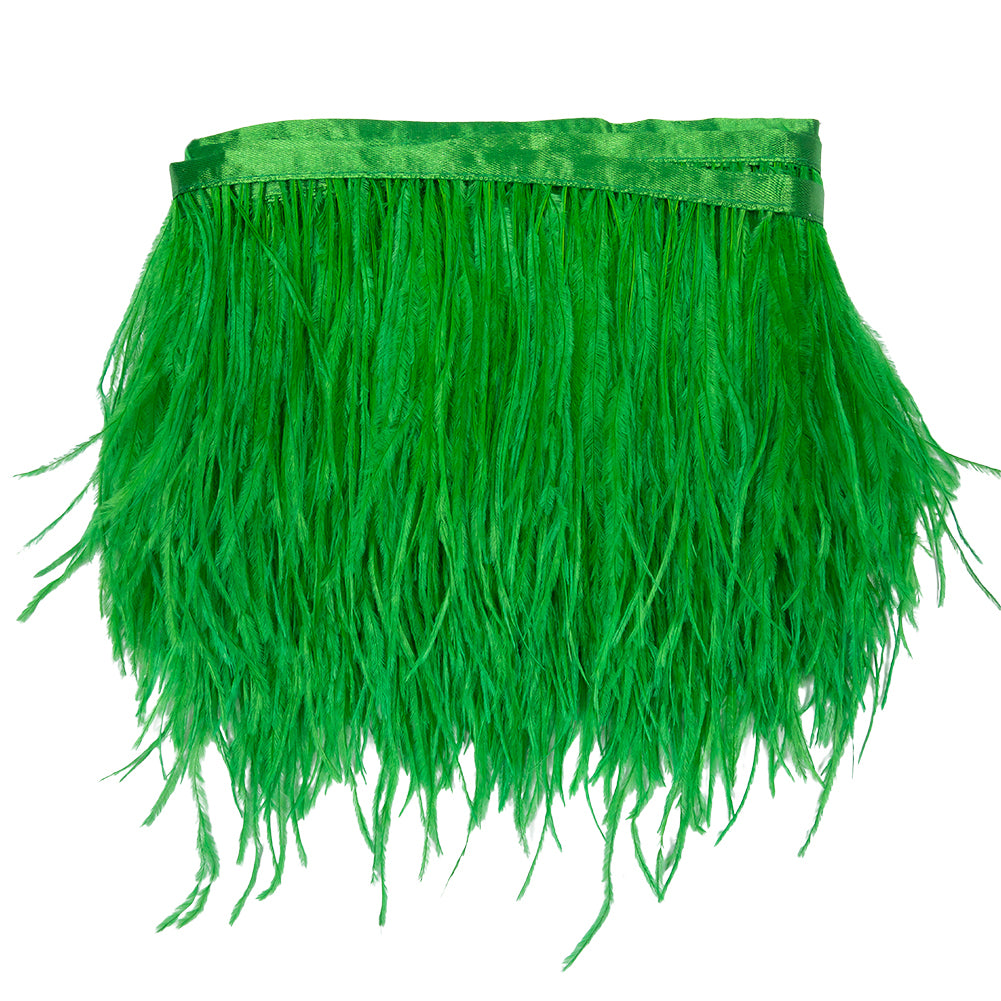 Ostrich Feather Fringe Trim 5" Single Ply - Fern Green - Aviana Collection Ostrich Feather Fringe Trim 5" Single Ply - Fern Green - Aviana Collection