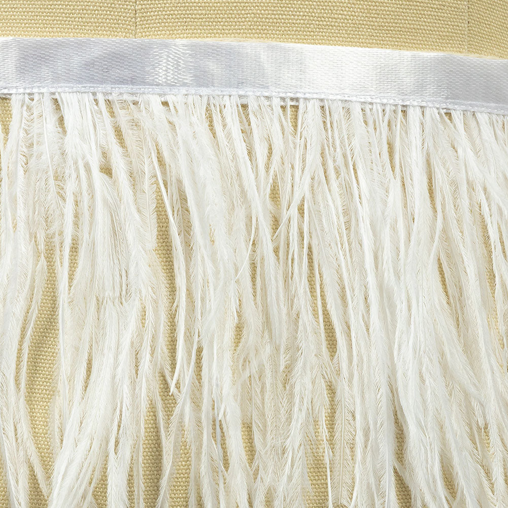 Ostrich Feather Fringe Trim 5" Two Ply - White - Aviana Collection Ostrich Feather Fringe Trim 5" Two Ply - White - Aviana Collection