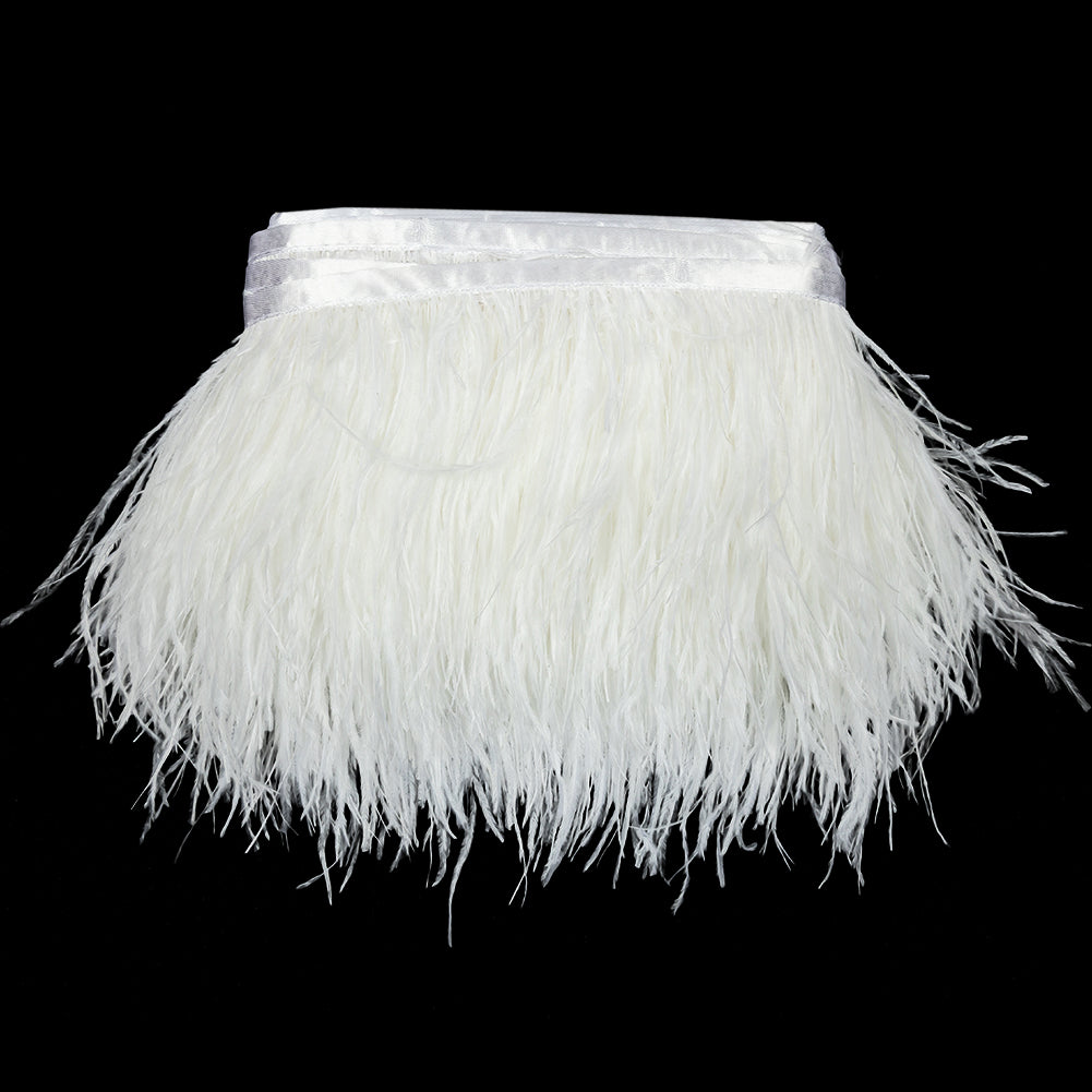 Ostrich Feather Fringe Trim 5" Two Ply - White - Aviana Collection Ostrich Feather Fringe Trim 5" Two Ply - White - Aviana Collection