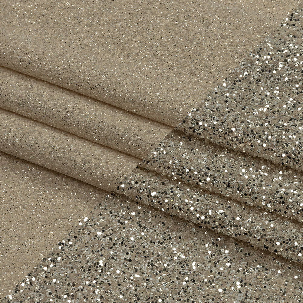 Double Faced Glitter Tulle - Nude and Platinum - Gala Collection Double Faced Glitter Tulle - Nude and Platinum - Gala Collection