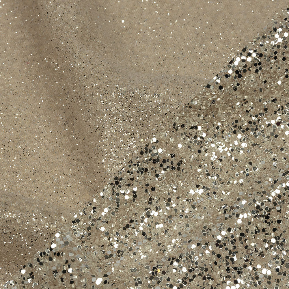 Double Faced Glitter Tulle - Nude and Platinum - Gala Collection Double Faced Glitter Tulle - Nude and Platinum - Gala Collection