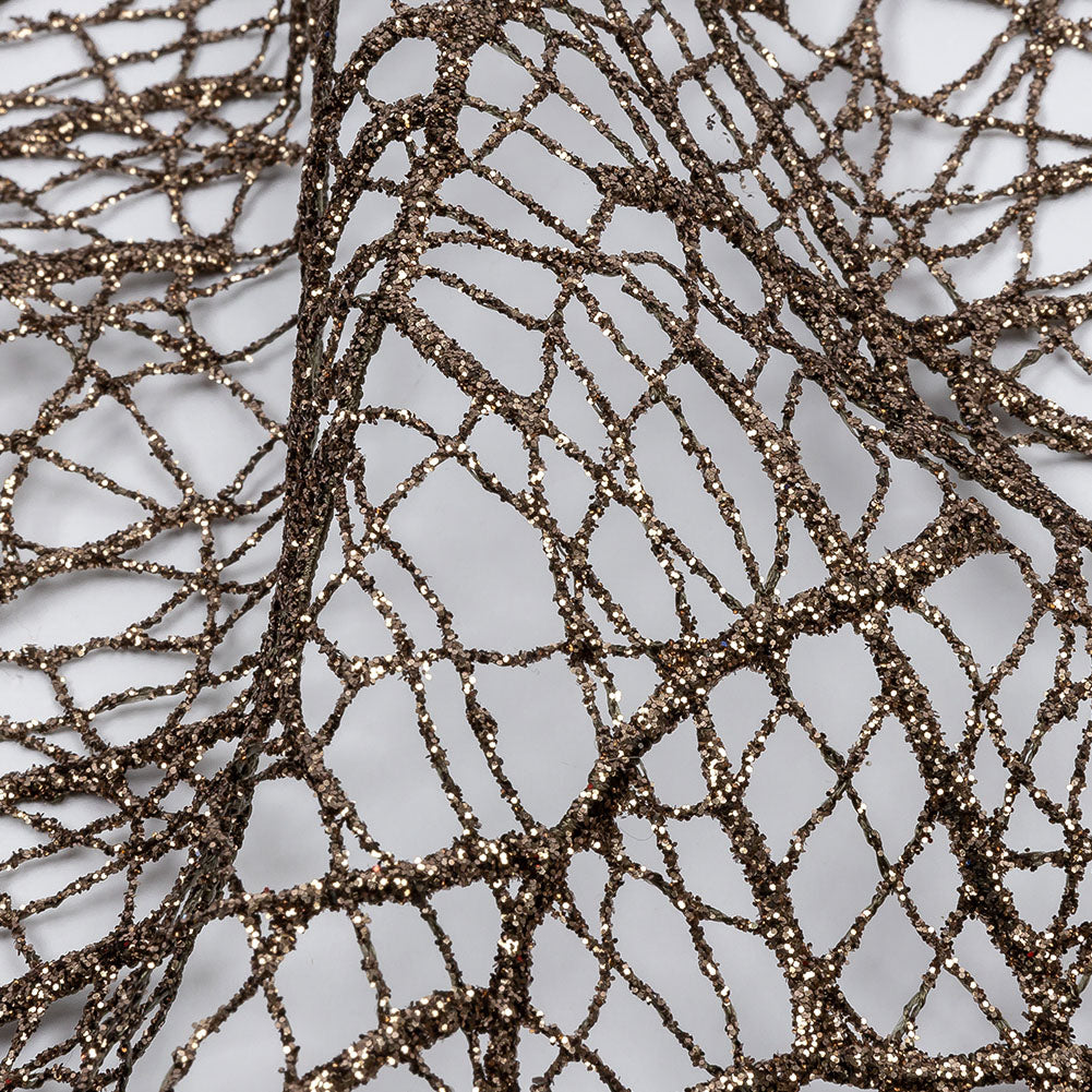 Guipure Lace with Glitter - Mink Webbed Branches Guipure Lace with Glitter - Mink Webbed Branches