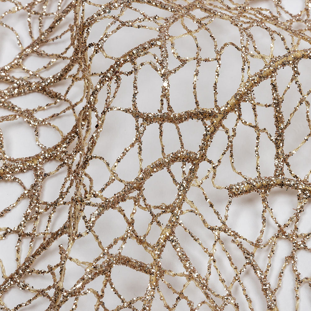 Guipure Lace with Glitter - Warm Beige Webbed Branches Guipure Lace with Glitter - Warm Beige Webbed Branches