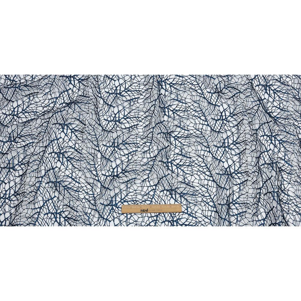 Guipure Lace with Glitter - Navy Webbed Branches Guipure Lace with Glitter - Navy Webbed Branches