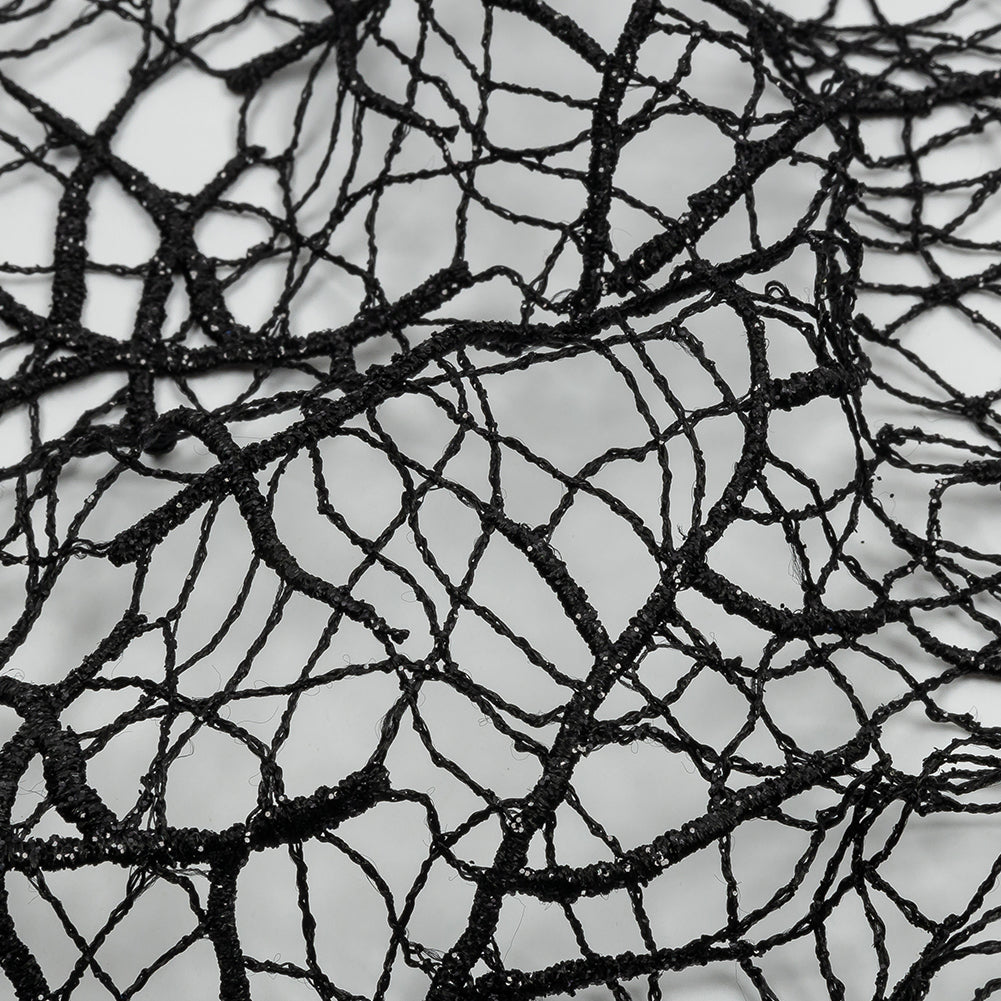 Guipure Lace with Glitter - Black Webbed Branches Guipure Lace with Glitter - Black Webbed Branches