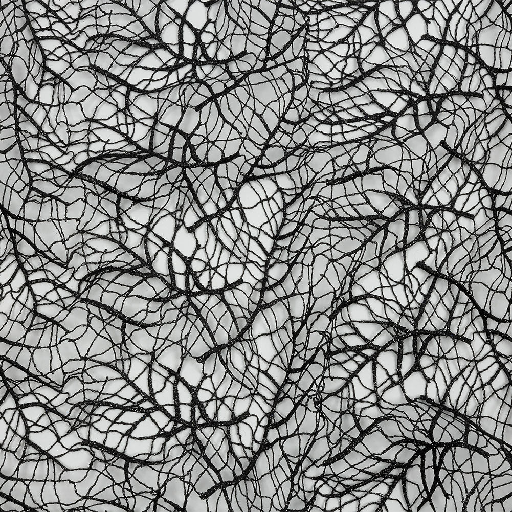 Guipure Lace with Glitter - Black Webbed Branches Guipure Lace with Glitter - Black Webbed Branches