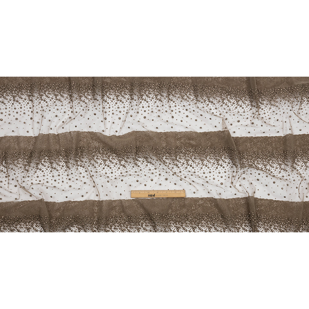 Flocked Puffy Glitter Tulle - Mink Abstract Stripes Flocked Puffy Glitter Tulle - Mink Abstract Stripes