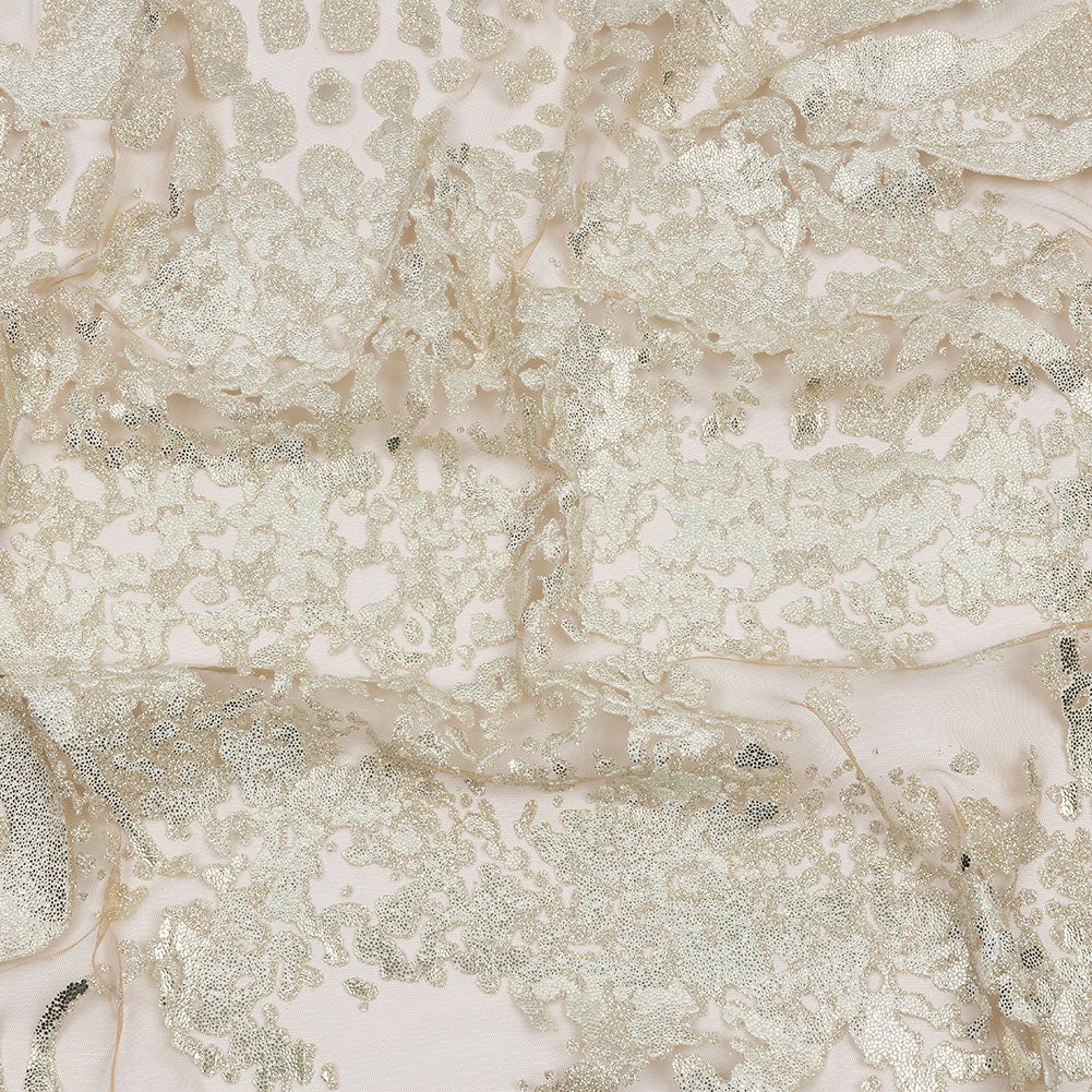 Beige and Silver Abstract Glitter Tulle Beige and Silver Abstract Glitter Tulle