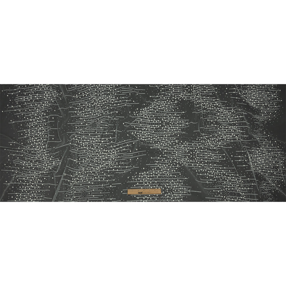 3D Puffy Glitter Tulle - White Spotted Striations 3D Puffy Glitter Tulle - White Spotted Striations
