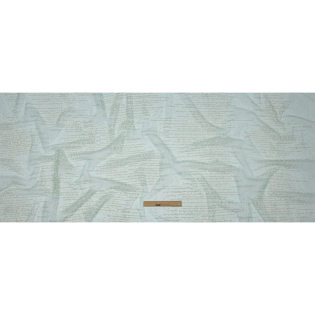 3D Puffy Glitter Tulle - Mint Spotted Striations 3D Puffy Glitter Tulle - Mint Spotted Striations