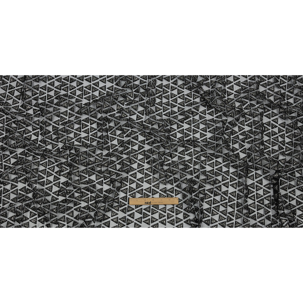 3D Puffy Glitter Tulle - Black Triangle Rows 3D Puffy Glitter Tulle - Black Triangle Rows