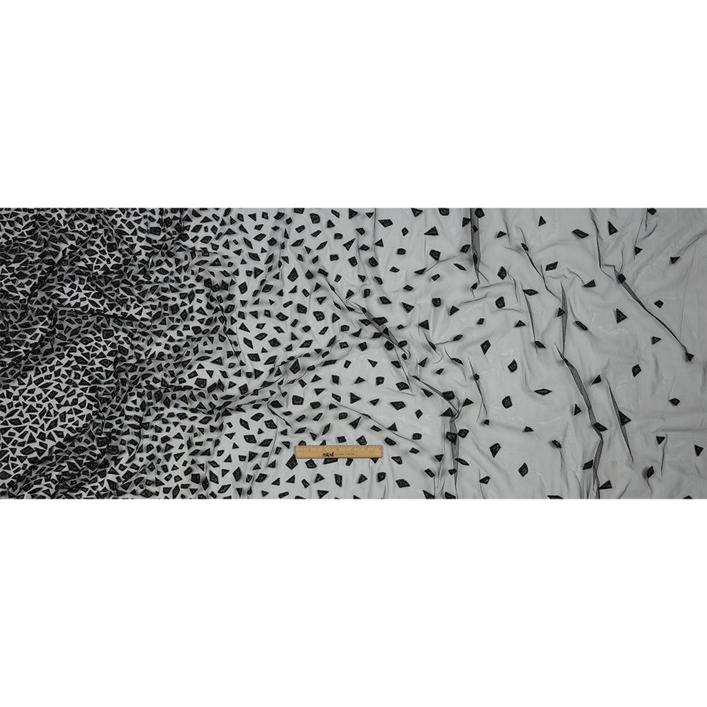 3D Puffy Glitter Tulle - Black Geometric Gradient 3D Puffy Glitter Tulle - Black Geometric Gradient
