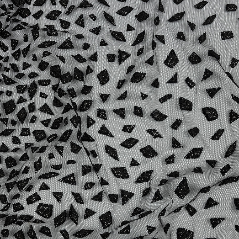 3D Puffy Glitter Tulle - Black Geometric Gradient 3D Puffy Glitter Tulle - Black Geometric Gradient