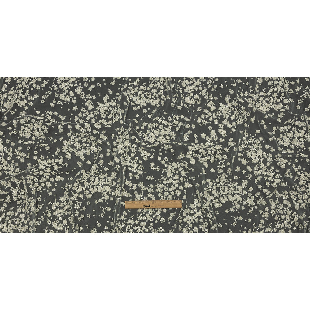 3D Puffy Glitter Tulle - White Floral 3D Puffy Glitter Tulle - White Floral