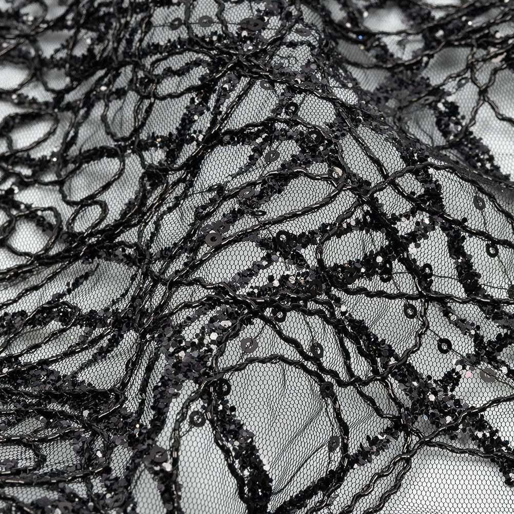 Corded Glitter Tulle with Sequins - Corded Glitter Tulle with Sequins -
