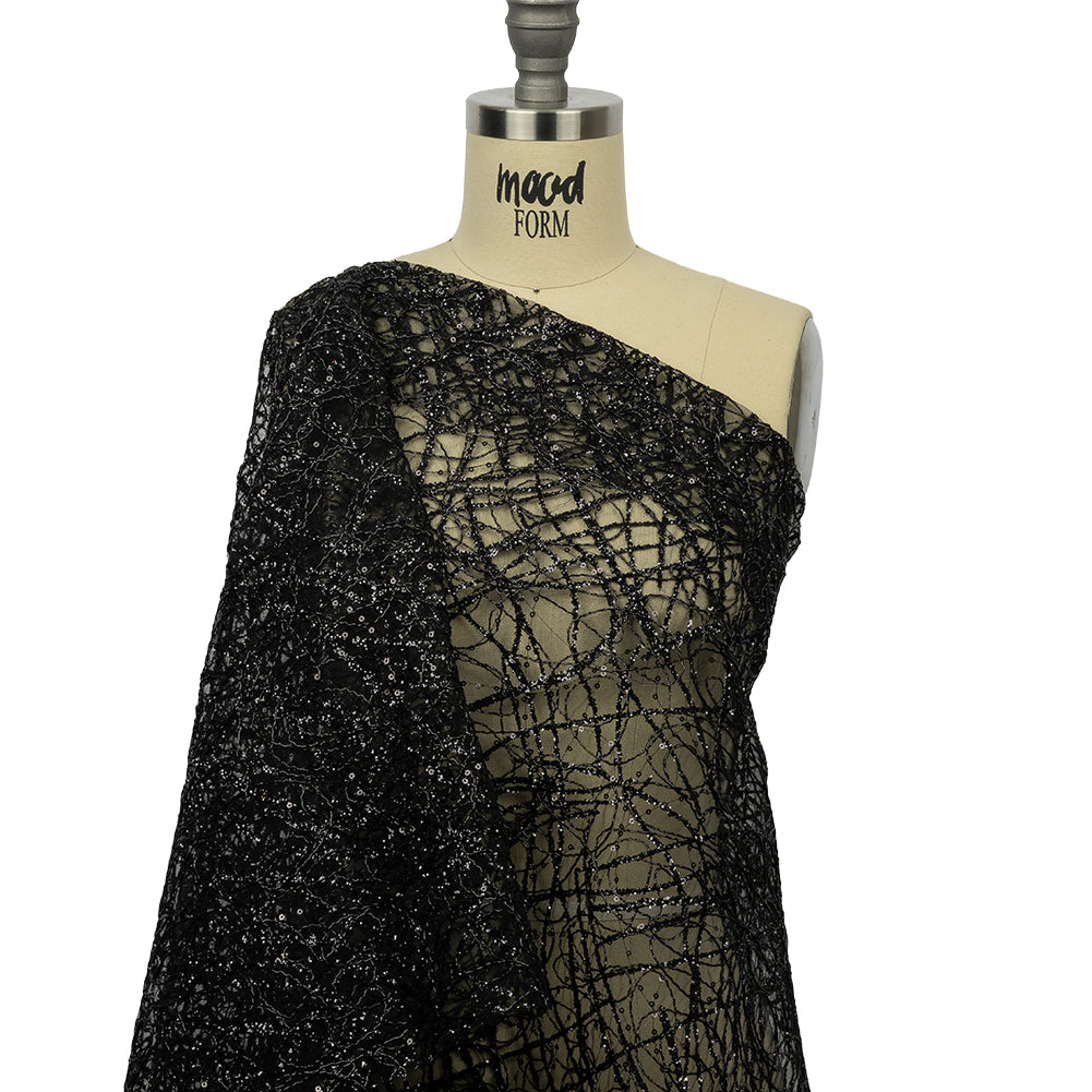 Corded Glitter Tulle with Sequins - Corded Glitter Tulle with Sequins -