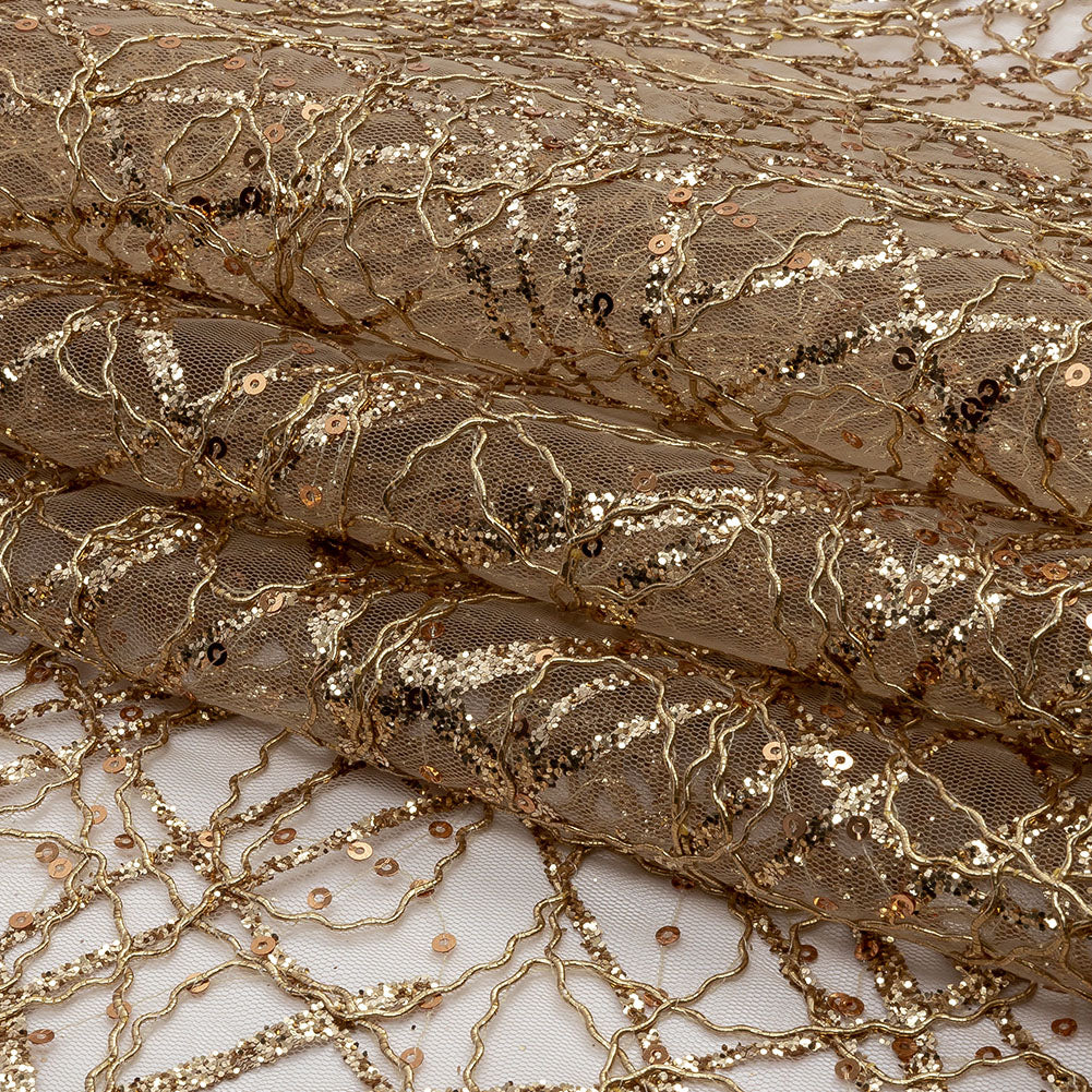 Corded Glitter Tulle with Sequins - Corded Glitter Tulle with Sequins -