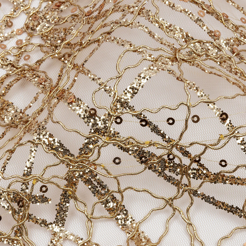 Corded Glitter Tulle with Sequins - Corded Glitter Tulle with Sequins -