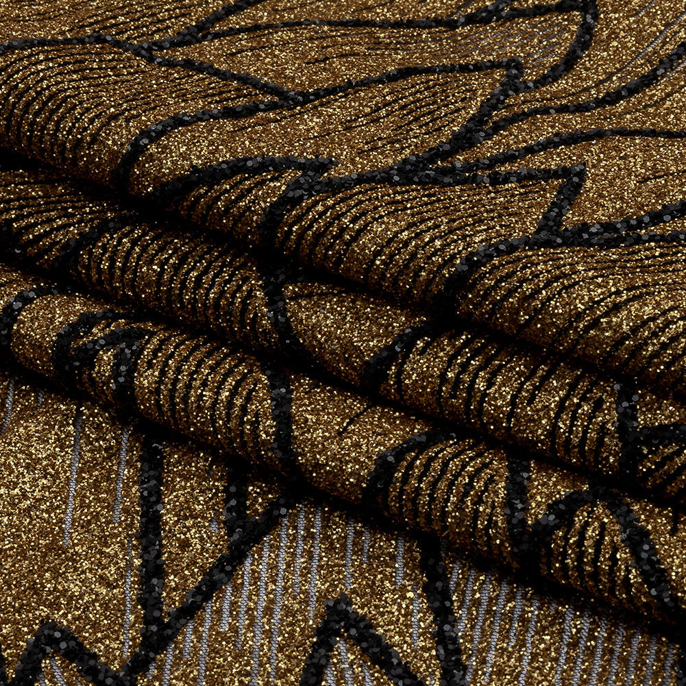 Glitter Tulle - Gold and Black Geometric Shards - Folded Glitter Tulle - Gold and Black Geometric Shards - Folded