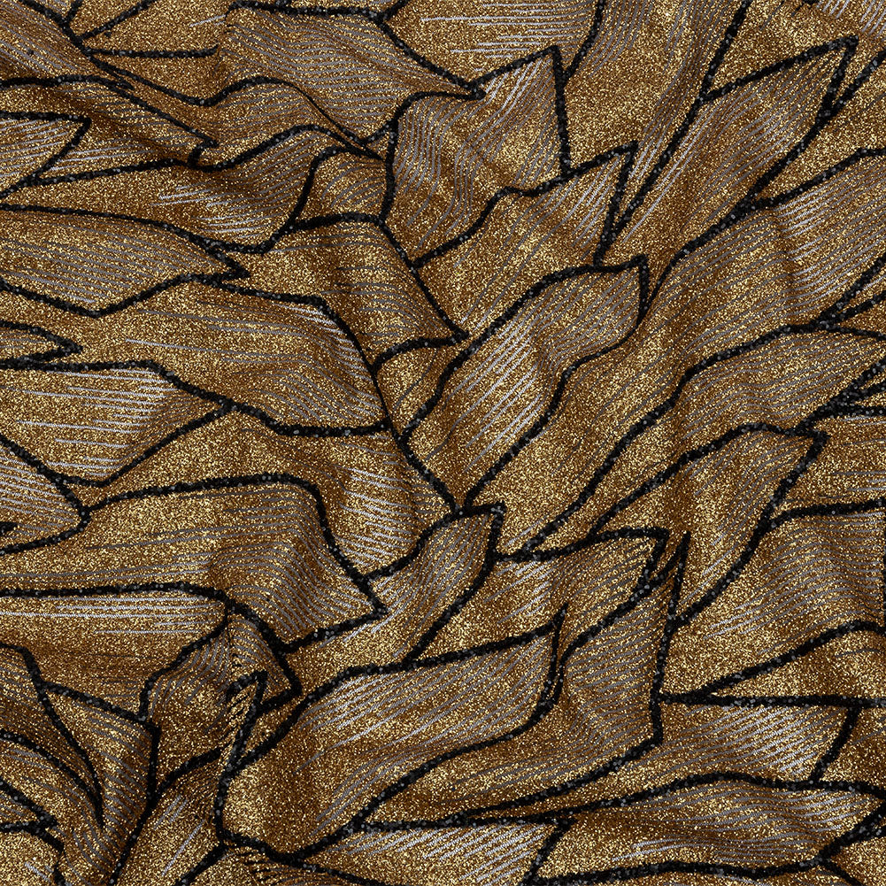 Glitter Tulle - Gold and Black Geometric Shards Glitter Tulle - Gold and Black Geometric Shards