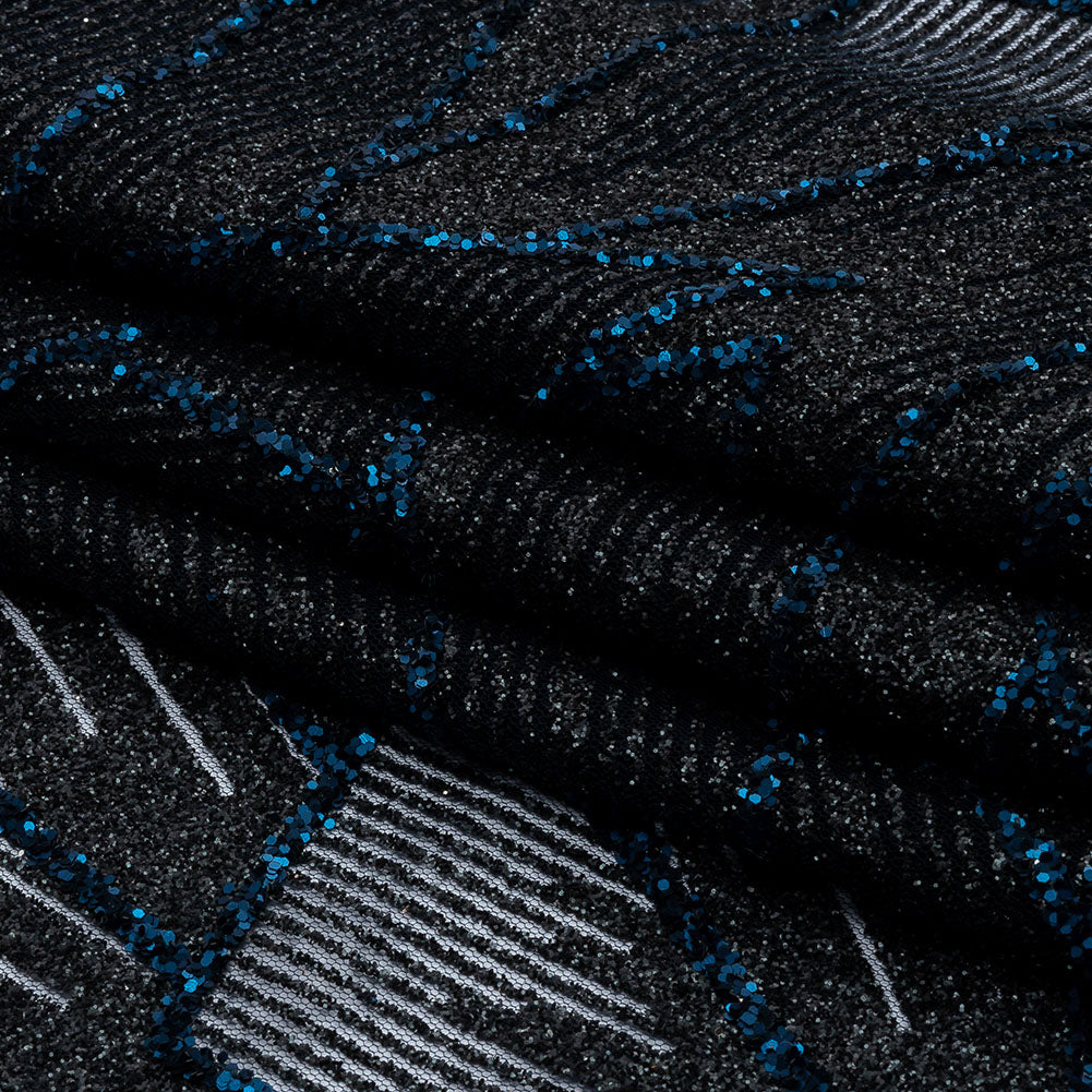 Glitter Tulle - Black and Navy Geometric Shards Glitter Tulle - Black and Navy Geometric Shards