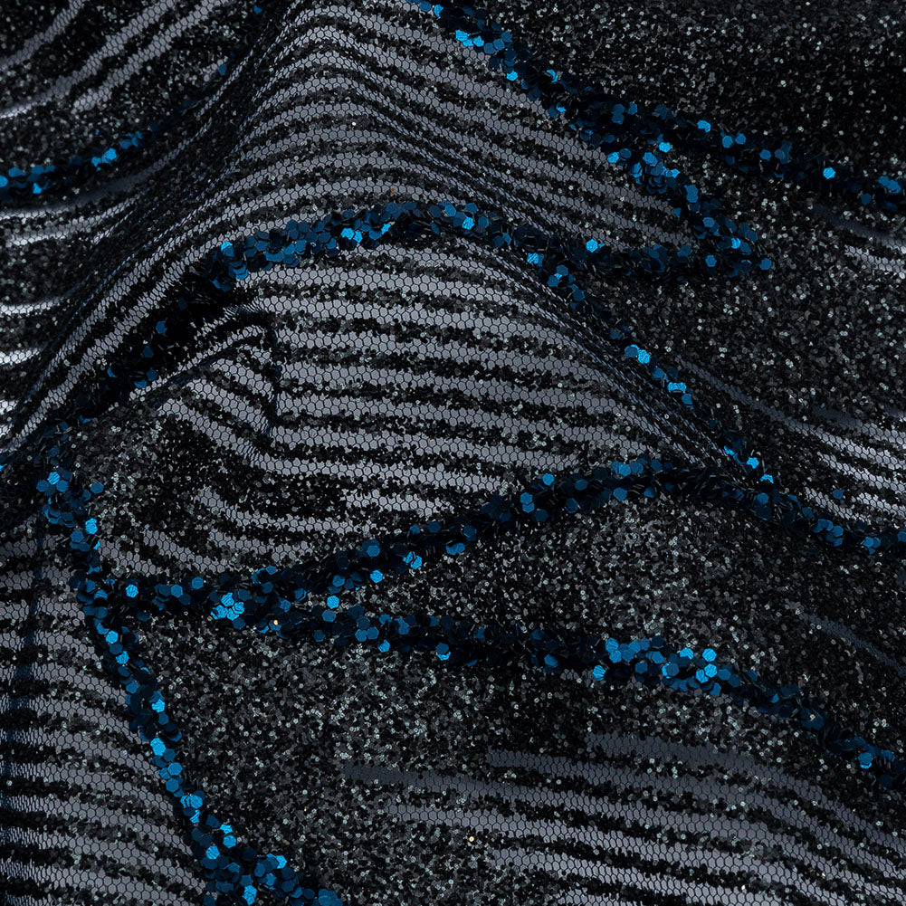 Glitter Tulle - Black and Navy Geometric Shards Glitter Tulle - Black and Navy Geometric Shards