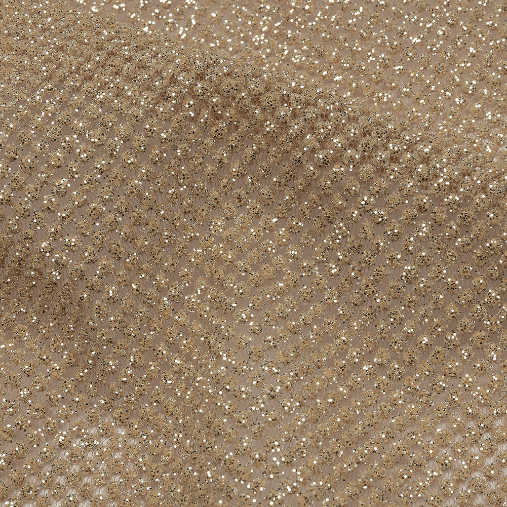3D Puffy Glitter Tulle - Tan and Silver Packed Polka Dots - Detail 3D Puffy Glitter Tulle - Tan and Silver Packed Polka Dots - Detail