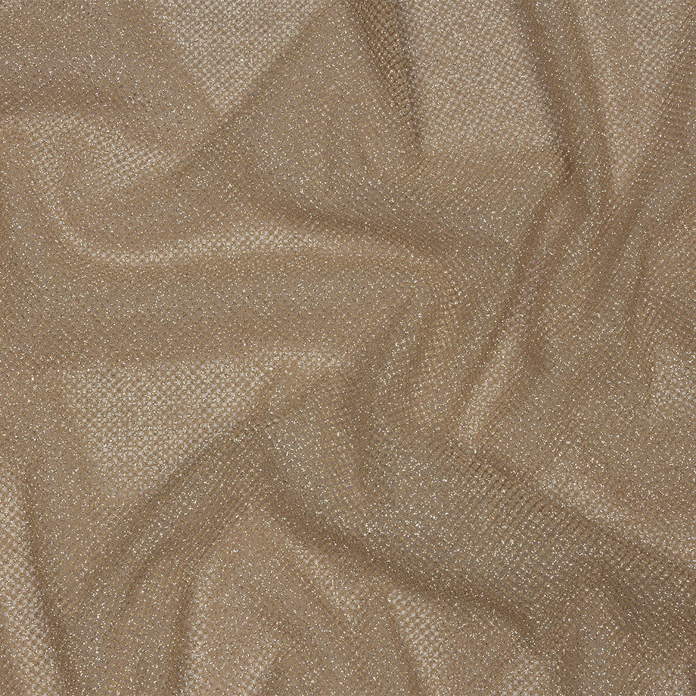 3D Puffy Glitter Tulle - Tan and Silver Packed Polka Dots 3D Puffy Glitter Tulle - Tan and Silver Packed Polka Dots