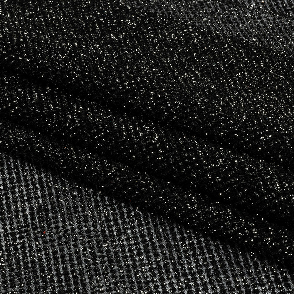 3D Puffy Glitter Tulle - Black and Silver Packed Polka Dots 3D Puffy Glitter Tulle - Black and Silver Packed Polka Dots