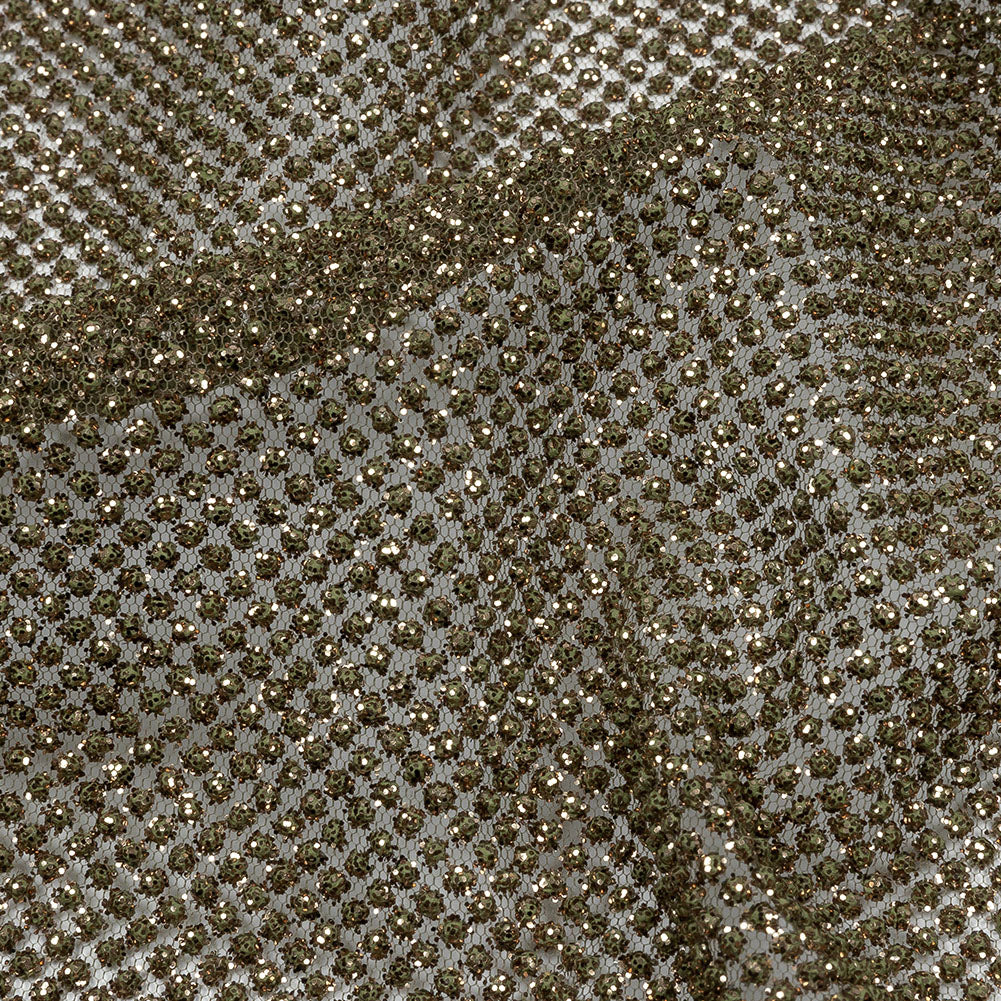 3D Puffy Glitter Tulle - Mink and Bronze Packed Polka Dots - Detail 3D Puffy Glitter Tulle - Mink and Bronze Packed Polka Dots - Detail