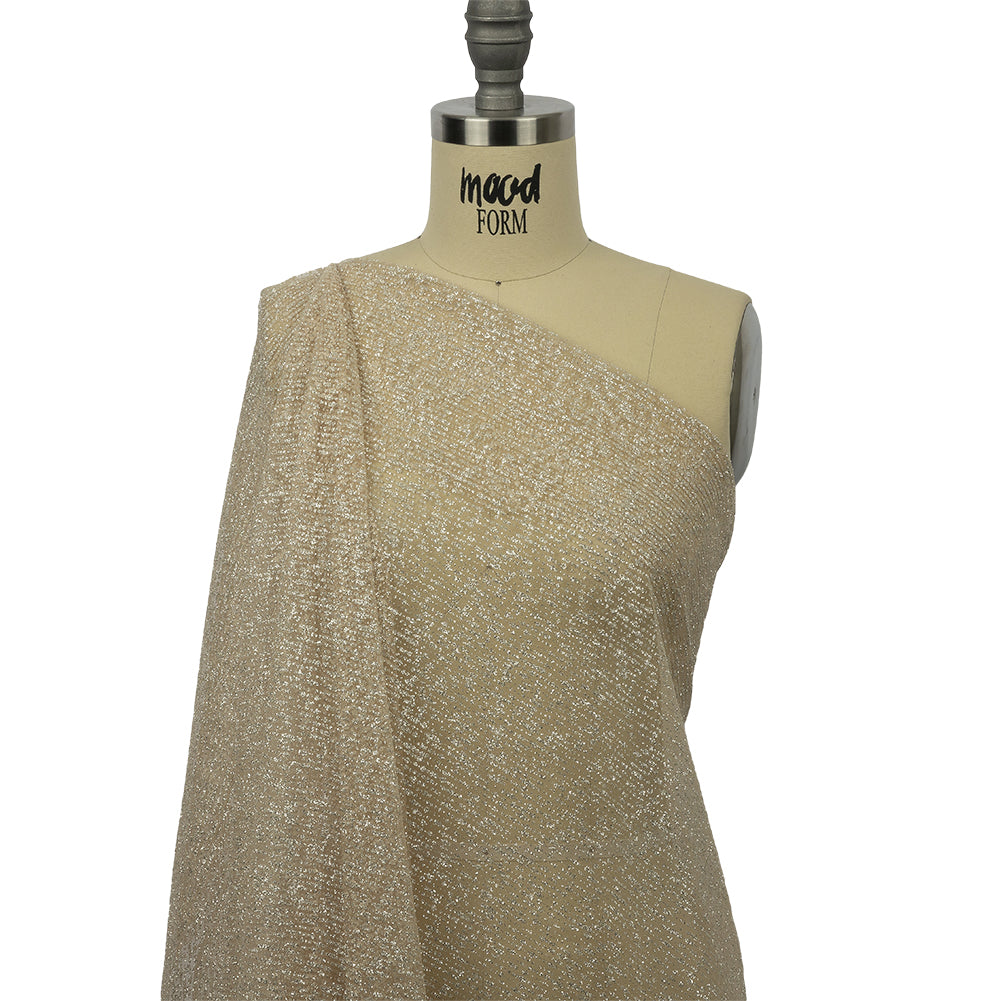 Glitter Tulle - Champagne and Silver Abstract Striations - Flare Collection Glitter Tulle - Champagne and Silver Abstract Striations - Flare Collection