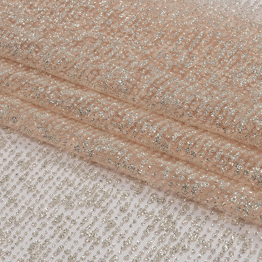 Glitter Tulle - Salmon and Silver Abstract Striations - Flare Collection Glitter Tulle - Salmon and Silver Abstract Striations - Flare Collection