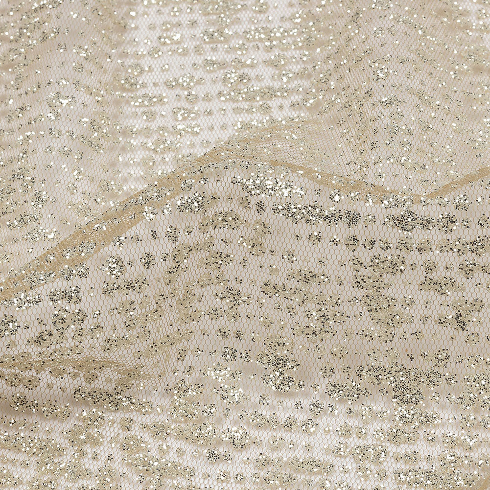 Glitter Tulle - Nude and Silver Abstract Striations - Flare Collection Glitter Tulle - Nude and Silver Abstract Striations - Flare Collection