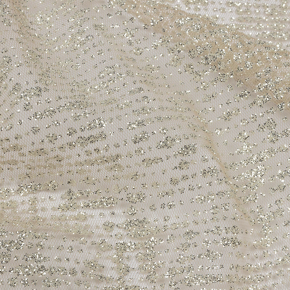 Glitter Tulle - Beige and Silver Abstract Striations - Flare Collection - Detail Glitter Tulle - Beige and Silver Abstract Striations - Flare Collection - Detail