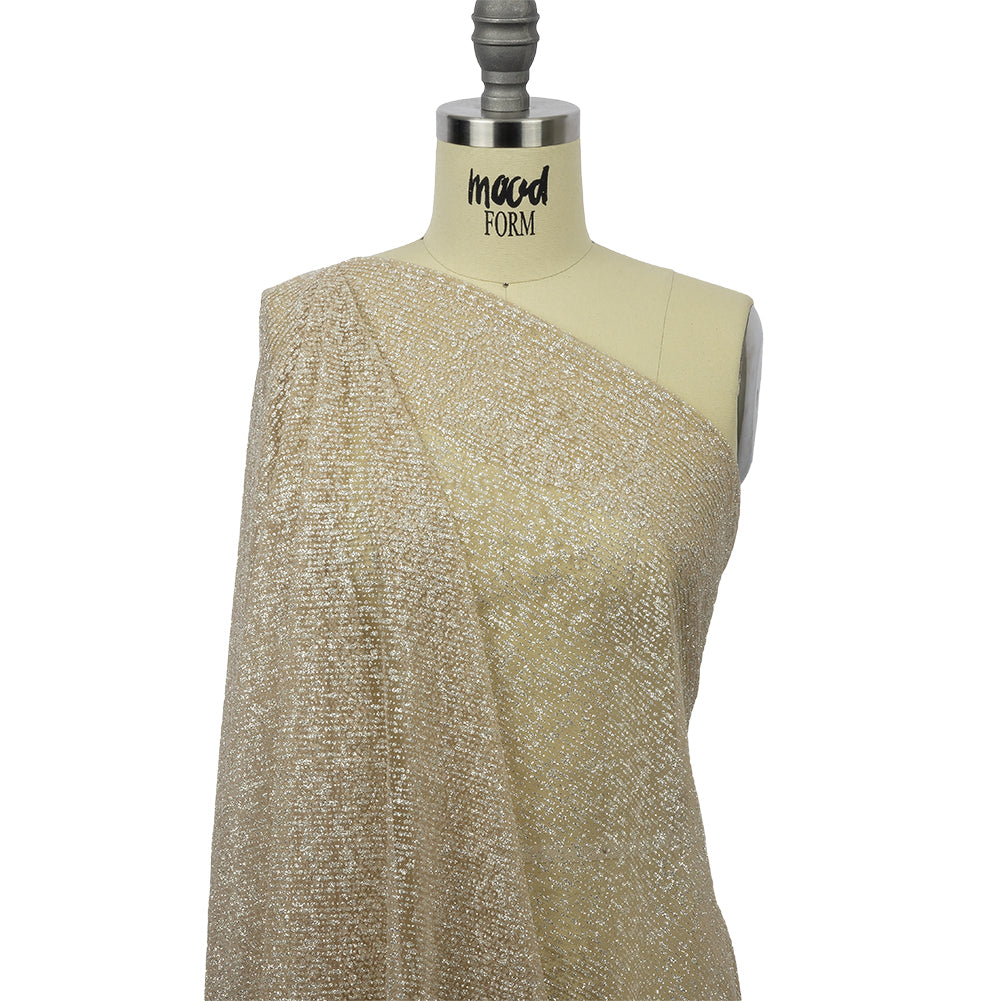 Glitter Tulle - Beige and Silver Abstract Striations - Flare Collection - Drape Glitter Tulle - Beige and Silver Abstract Striations - Flare Collection - Drape
