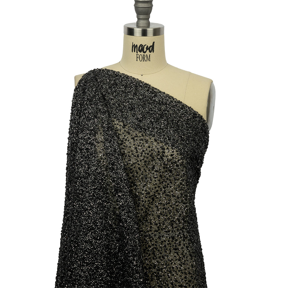 3D Glitter Tulle - Black Puffy Spots - Drape 3D Glitter Tulle - Black Puffy Spots - Drape