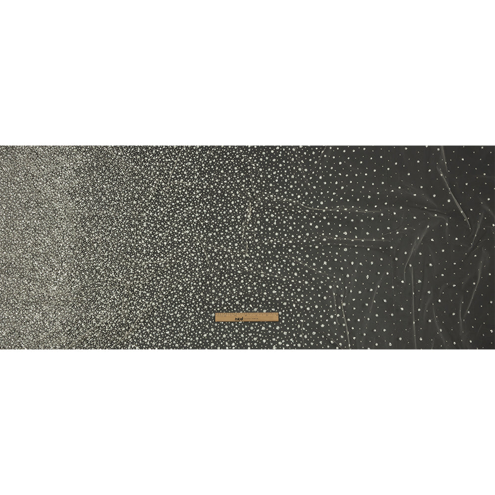 3D Glitter Tulle - Champagne and White Puffy Spots Gradient 3D Glitter Tulle - Champagne and White Puffy Spots Gradient