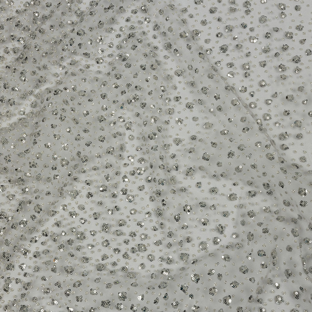 3D Glitter Tulle - Light Gray Puffy Spots Gradient 3D Glitter Tulle - Light Gray Puffy Spots Gradient