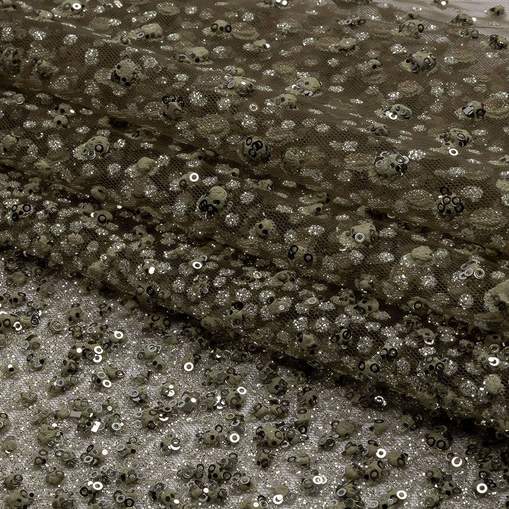 3D Glitter Tulle - Mink Puffy Spots Gradient 3D Glitter Tulle - Mink Puffy Spots Gradient