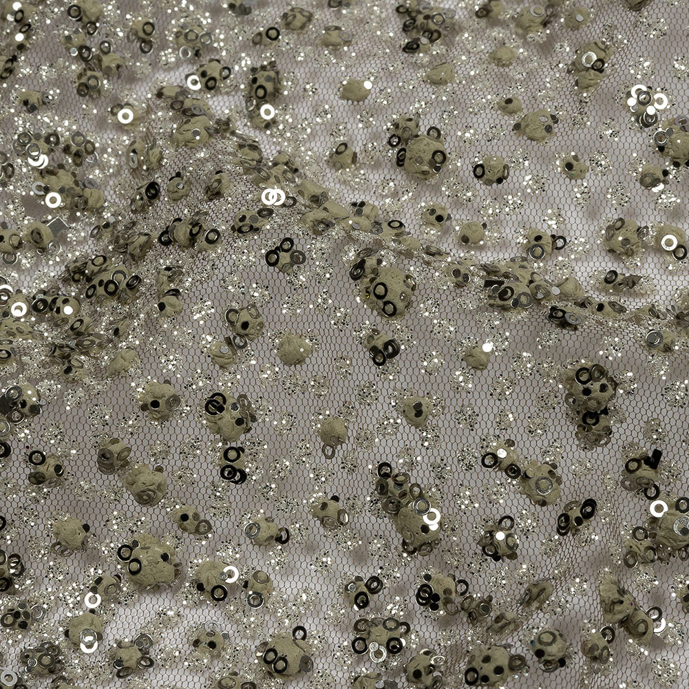 3D Glitter Tulle - Mink Puffy Spots Gradient 3D Glitter Tulle - Mink Puffy Spots Gradient
