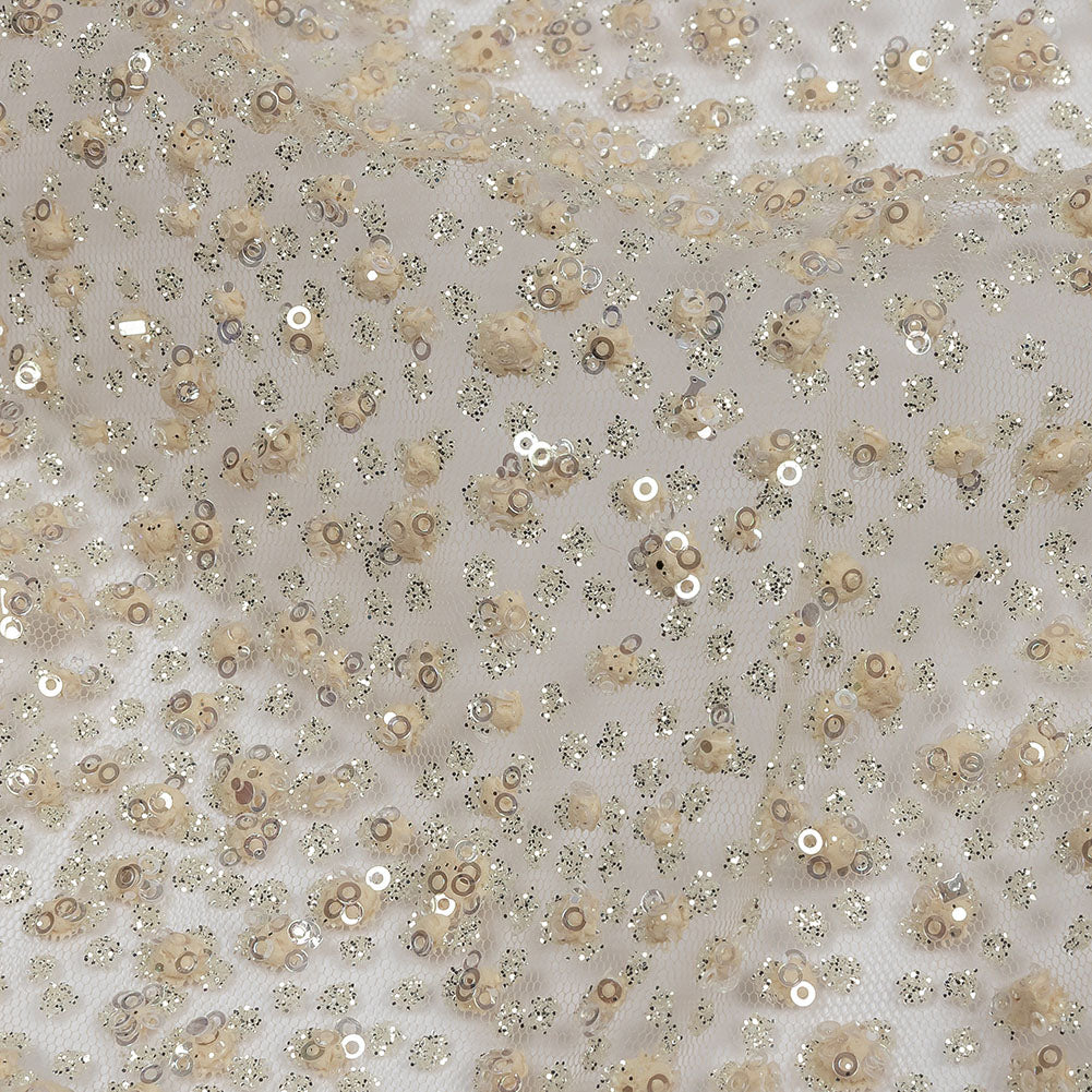 3D Glitter Tulle - Light Peach Puffy Spots Gradient 3D Glitter Tulle - Light Peach Puffy Spots Gradient