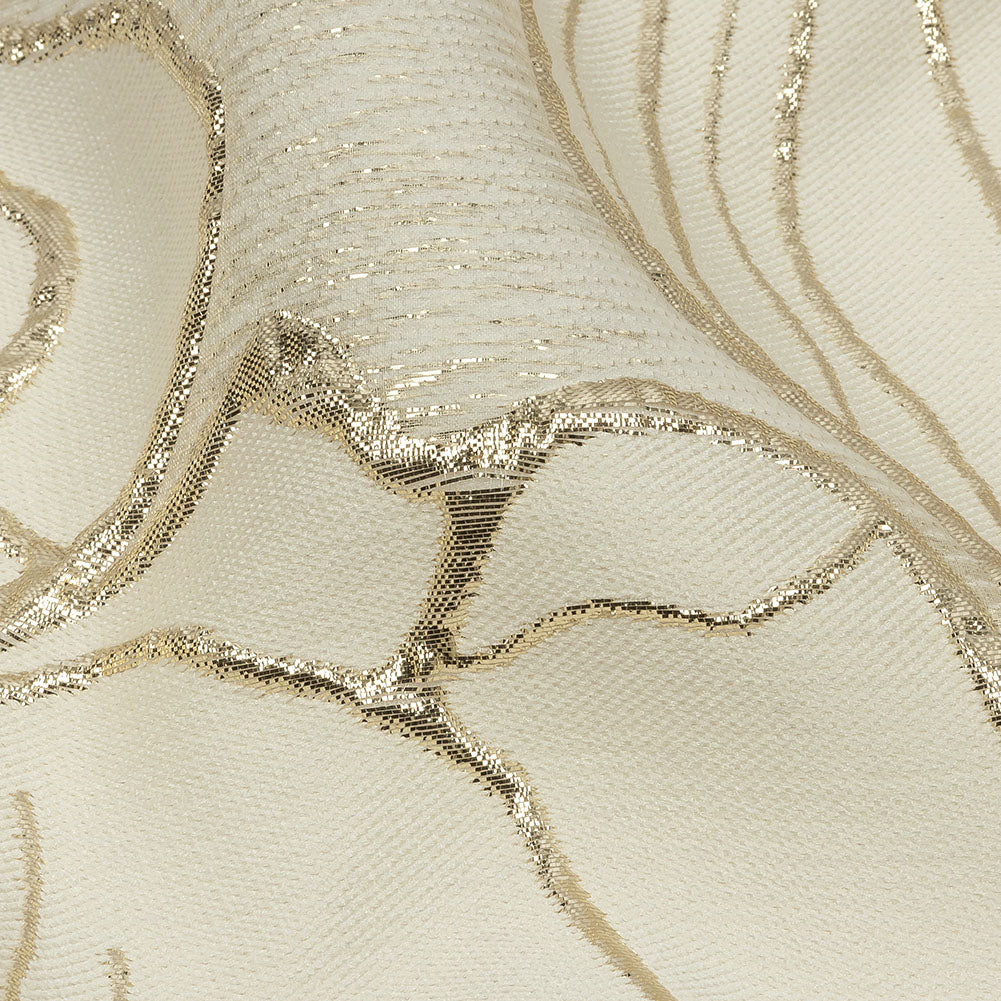 Metallic Gold and Beige Outlined Florals Luxury Brocade Metallic Gold and Beige Outlined Florals Luxury Brocade
