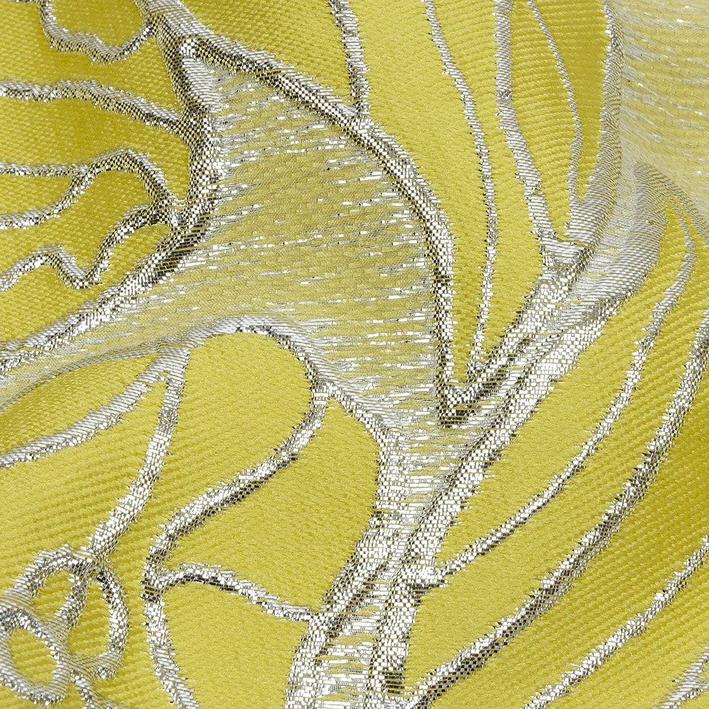 Metallic Silver and Sunshine Outlined Florals Luxury Brocade Metallic Silver and Sunshine Outlined Florals Luxury Brocade