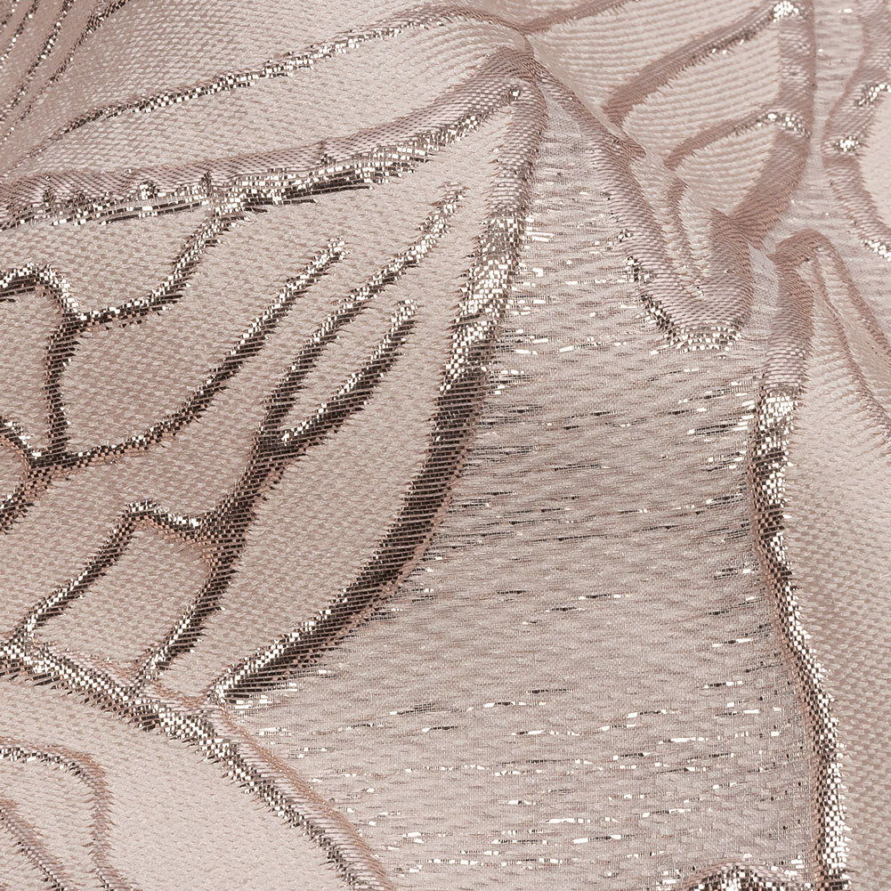 Metallic Rose Gold and Pink Outlined Florals Luxury Brocade - Detail Metallic Rose Gold and Pink Outlined Florals Luxury Brocade - Detail