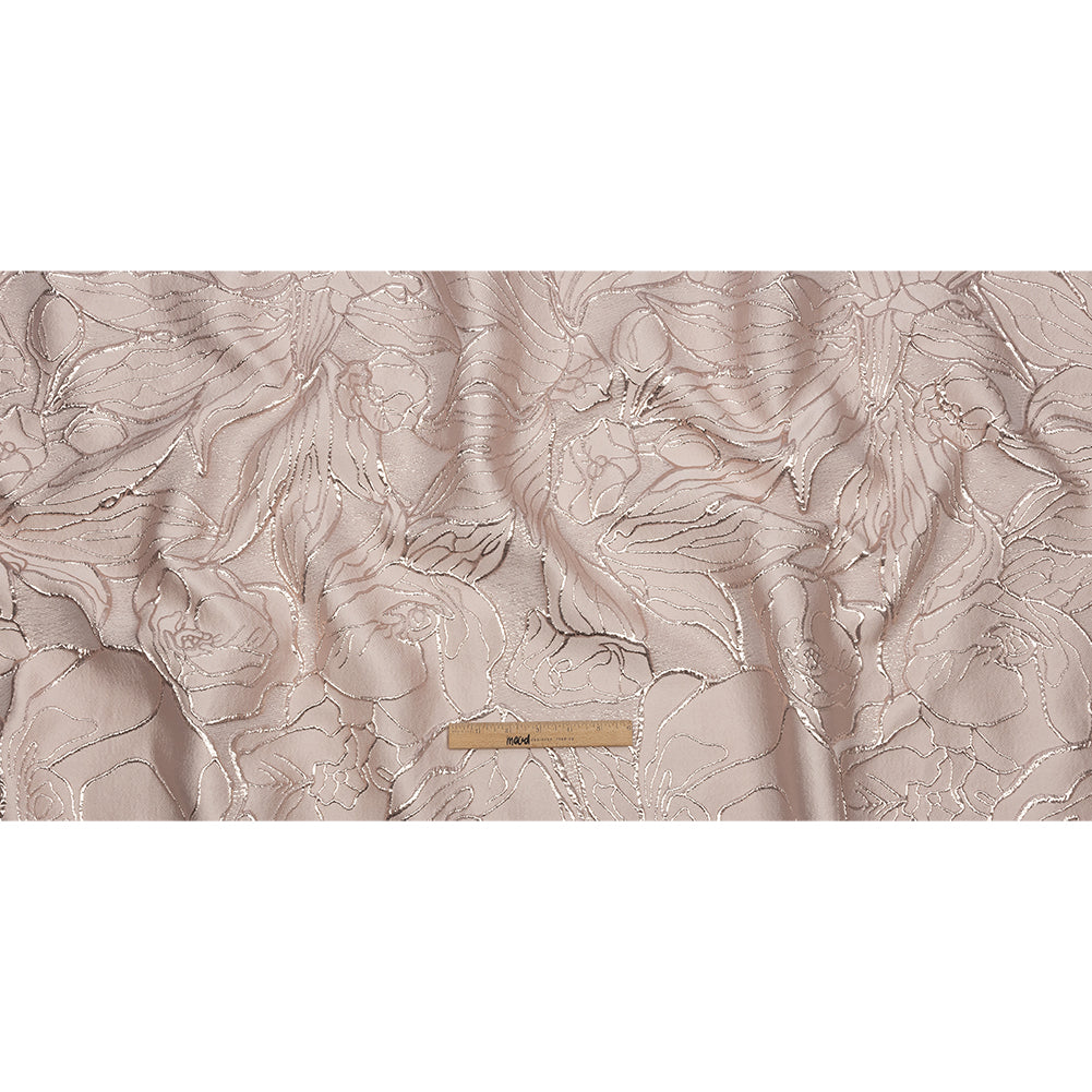 Metallic Rose Gold and Pink Outlined Florals Luxury Brocade - Full Metallic Rose Gold and Pink Outlined Florals Luxury Brocade - Full