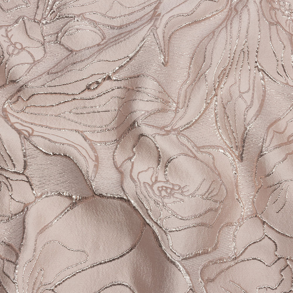 Metallic Rose Gold and Pink Outlined Florals Luxury Brocade Metallic Rose Gold and Pink Outlined Florals Luxury Brocade
